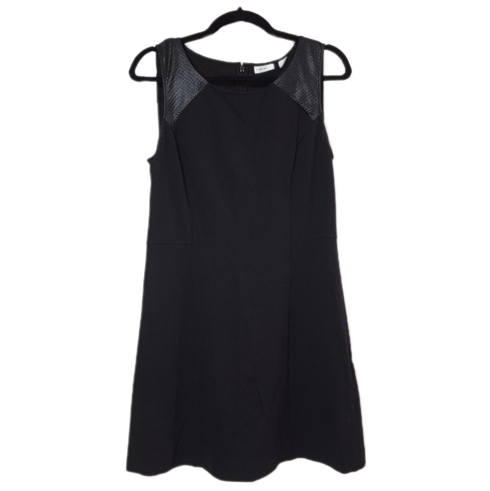 DKNY little black dress with quilted faux leather detail